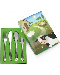 Комплект детски прибори за хранене Zilverstad - Ферма, 4 части
