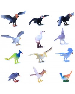 Комплект фигурки Rappa - Птици, 12 броя, 4-8 cm