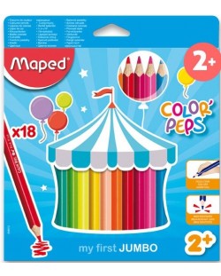 Комплект флумастери Maped Color Peps - My First Jumbo, 18 цвята
