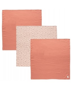 Комплект тензухени пелени Bebe-Jou - 70 х 70 cm, Wish Pink, 3 броя