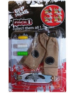 Комплект играчки за пръсти Grip&Trick - Long Board, сив с надпис