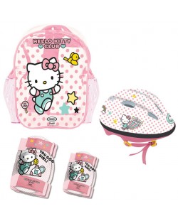 Комплект D'Arpeje Hello Kitty - Каска, наколенки и налакътници
