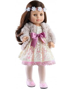 Комплект дрехи за кукла Paola Reina Soy Tú - Дантелена рокля и късо палто, 42 cm
