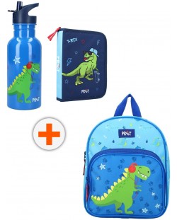 Комплект за детска градина Vadobag Pret - Раница с бутилка и несесер, динозавър