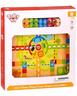 Комплект дървени игри Tooky toy - Не се сърди човече и Змии и стълби