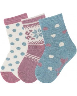 Комплект детски чорапи за момиче Sterntaler - 19/22 размер, 3 чифта