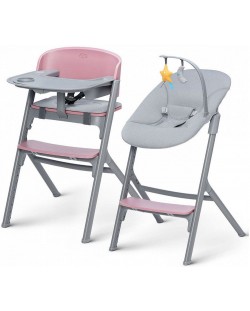 Комплект столче за хранене и шезлонг KinderKraft - Livy и Calmee, розови