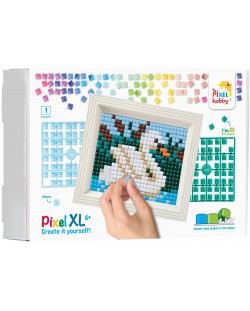 Креативен комплект с рамка и пиксели Pixelhobby - XL, Лебед