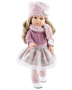 Кукла Paola Reina Soy Tú - Одри, с пола, плетена блуза, шал и шапка, 42 cm
