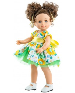 Кукла Paola Reina Soy Tú - Емили, с къса ролкя на цветя, 42 cm