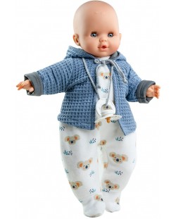 Кукла-бебе Paola Reina Manus - Алекс, с ританки на коали и синя жилетка, 36 cm