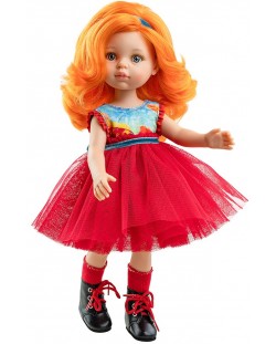 Кукла Paola Reina Amiga Funky - Сузана, с рокля с червен тюл, 32 cm