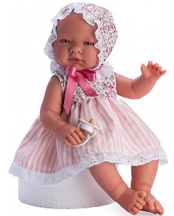 Кукла Asi - Бебе Мария, с лятна рокличка и шапка с цветя, 43 cm