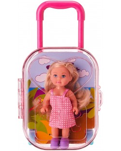 Кукла Simba Toys Evi Love - Еви в куфарче, с розова карирана рокля