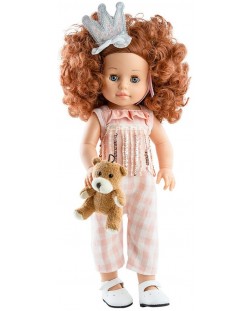 Кукла Paola Reina Soy Tú - Бека, с розов гащеризон с пайети, 42 cm