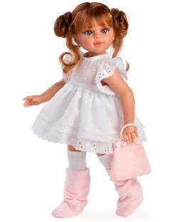 Кукла Asi - Сабрина с бяла рокля и розова чанта, 40 cm