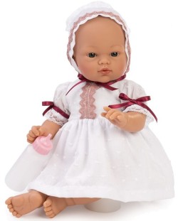 Кукла бебе Asi - Коке с бяла рокля и шапка с дантели, 36 cm
