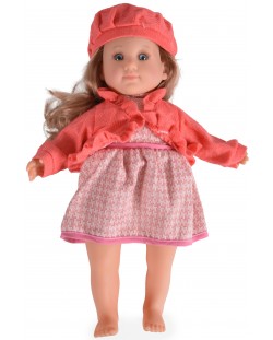 Кукла Moni - С розова рокля, жилетка и шапка, 46 cm