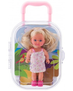Кукла Simba Toys Evi Love - Еви в куфарче, с бяла рокля на цветчета