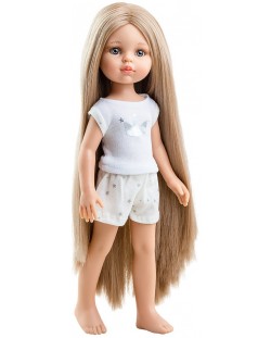 Кукла Paola Reina Amiga Pijama - Клара, с потниче с коронка и дълга коса, 32 cm