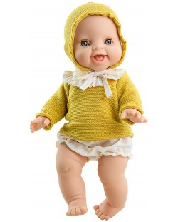Кукла-бебе Paola Reina Los Gordis - Аник, с плетена блуза с качулка, 34 cm