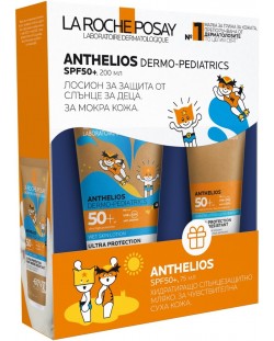 La Roche-Posay Anthelios Комплект - Слънцезащитен лосион и Мляко за деца, SPF 50+, 200 + 75 ml (Лимитирано)