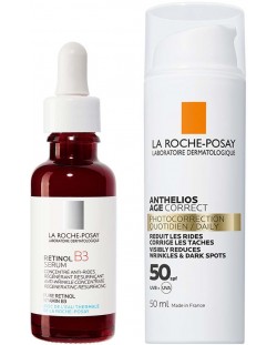 La Roche Posy Retinol & Anthelios Комплект - Серум против бръчки и Противостареещ крем, SPF50, 30 + 50 ml
