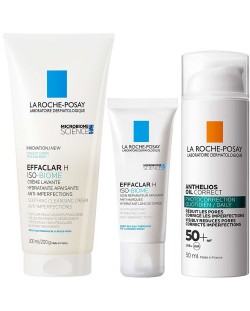 La Roche-Posay Effaclar Комплект - Крем за лице и тяло, Успокояваща грижа и Гел-крем, SPF50, 200 + 40 + 50 ml