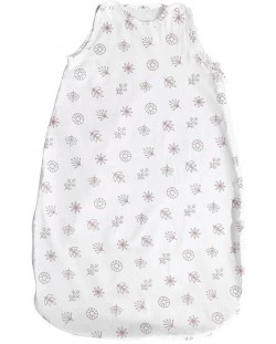 Лятно спално чувалче Lorelli - Ранфорс, 95 cm, бяло с абстрактни листа