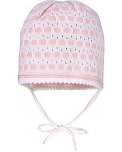 Лятна плетена шапка Maximo - размер 43, розово-бяла