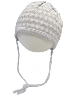 Лятна плетена шапка Maximo - размер 39, сиво-бяла