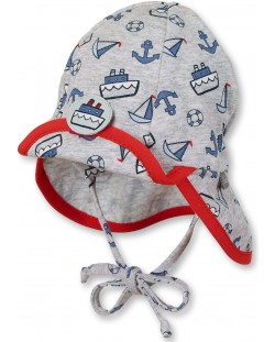 Лятна бебешка шапка с UV 50+ защита Sterntaler - 43cm,  5-6 месеца, сива
