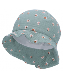 Лятна шапка с UV 50+ защита Sterntaler - Щампа на цветя, 49 cm, 12-18 месеца, зелена
