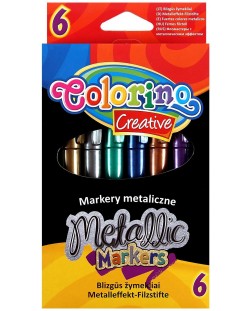 Маркери Colorino Creative - 6 цвята, металик