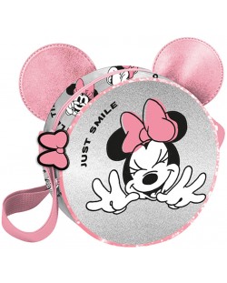 Малка кръгла чанта Paso Minnie - Розово и сиво