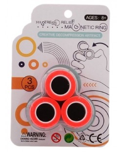 Магнитни пръстени за трикове Johntoy - 3 броя, оранжеви
