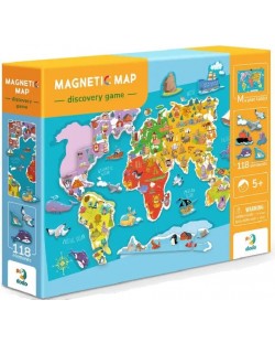 Магнитна игра Dodo - Карта на света, 118 части