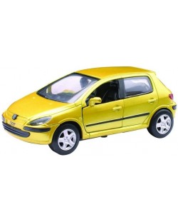 Метална количка Newray - Peugeot 206 CC, жълта, 1:32
