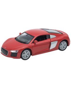 Метална кола Welly - Audi R8 V10, 1:34, червена