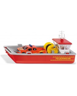 Метална играчка Siku - Пожарна лодка с пикап, 1:50