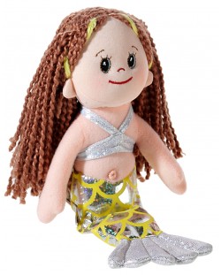 Мека кукла Heunec Poupetta - Малката русалка, с кестенява коса, 23 cm
