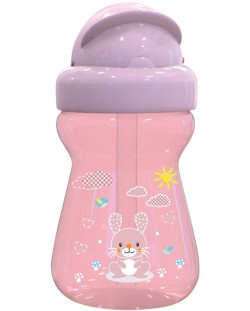 Мини спортна бутилка Lorelli Baby Care - Animals, 200 ml, розова