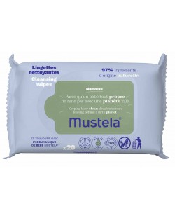 Мокри кърпички Mustela - За лице, ръце и тяло, 20 броя