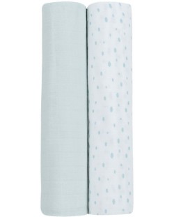 Муселинови кърпи KikkaBoo - Dots Blue, 80 х 80 cm, 2 броя
