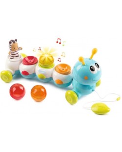 Музикална играчка за дърпане Smoby Cotoons - Гъсеничка, 32 cm