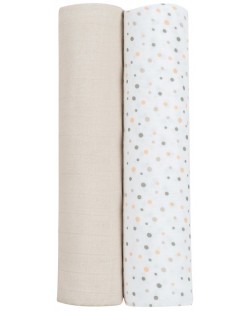 Муселинови кърпи KikkaBoo - Dots Beige, 80 х 80 cm, 2 броя