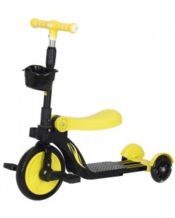 Мултифункционална триколка 3 в 1 Ocie - Балансиращо колело, тротинетка и скутер Fire, жълта