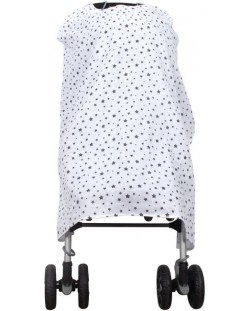 Муселиново покритие за детска количка Sevi Baby - Сиви звезди