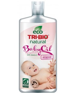 Натурално бебешко олио Tri-Bio - С витамин Е, за чувствителна кожа, 200 ml