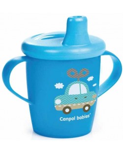 Нетечаща чаша с твърд накрайник Canpol - Toys, 250 ml, синя
